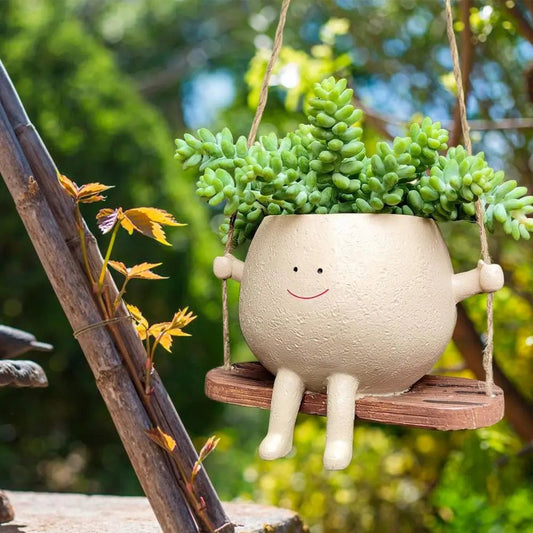 Flower Holder Cute Face Swing Plant Pot - Little Leaf Company